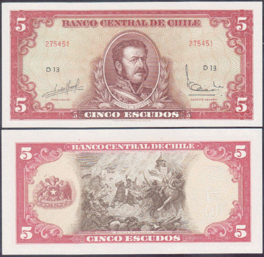1964 Chile 5 Escudos (Unc) L001992